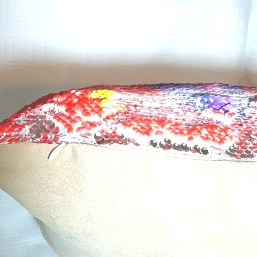 Unicorn Pillow Case Colorful Silver Rainbow Sequins w/ Zipper Kids Home Bedding - Picture 12 of 14
